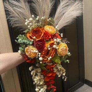 Vibrant Floral Bouquet with Orange and Red Roses